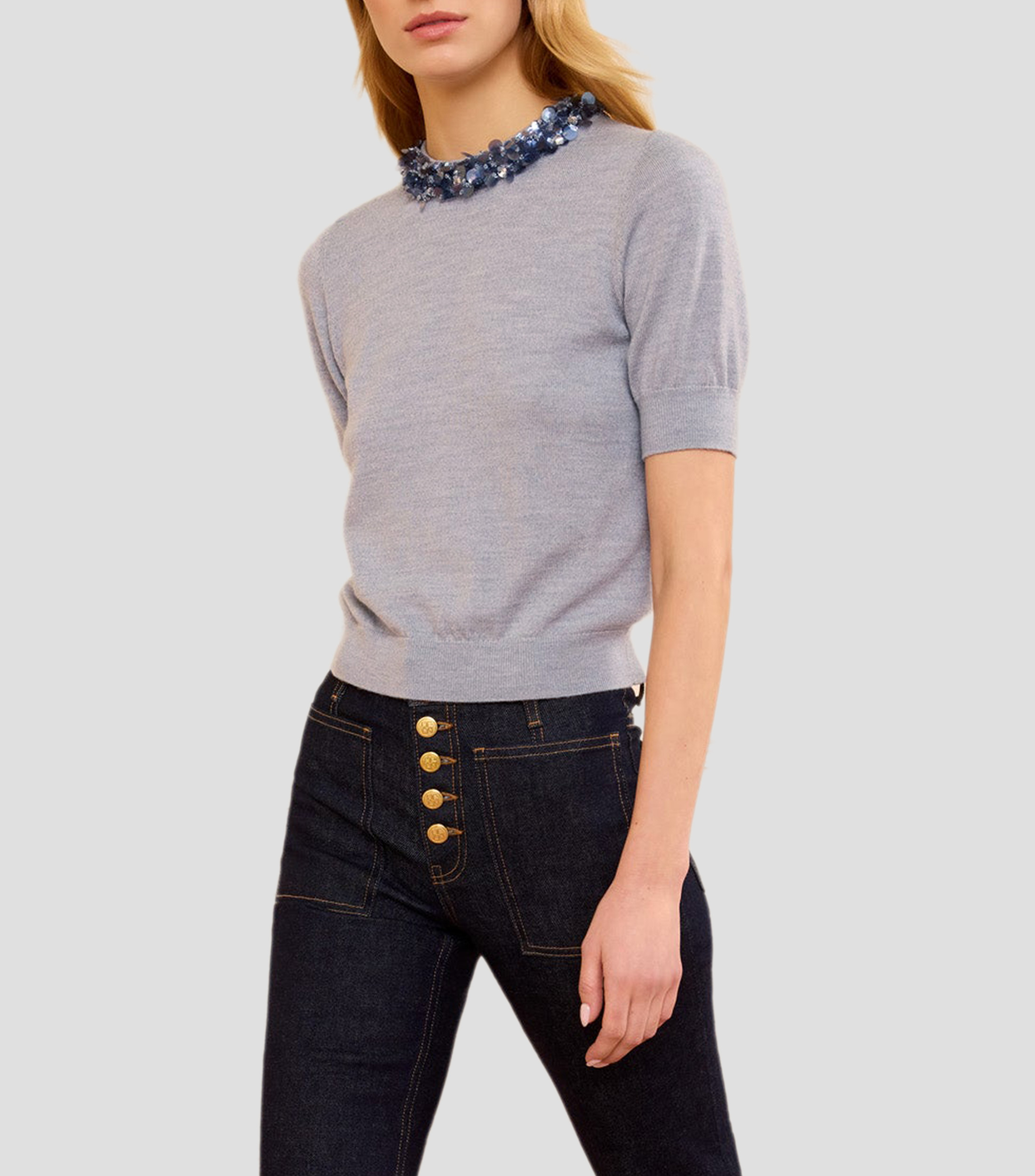 Top liso manga corta Mujer